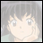 A 48x48 pixel buddy icon featuring a grayscale anime character on the left and stylized text on the right, displayed as a contact sheet with two frames.
