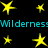 Yellow star shapes and cyan text reading 'Wilderness!Wilderness' on a black background, with multiple star positions across the frame.