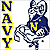Animated contact sheet showing two frames of a Navy mascot icon with vertical 'NAVY' text and a ram character, alongside a separate 'CoolBuddy.com' logo on teal background.