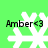 Four identical pixelated white snowflakes on a bright green background with black text reading "Amber<3" above each snowflake.
