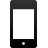 Black wireframe smartphone icon with blank screen and single square button below screen on light gray background.