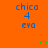 A static orange background displays repeated blue text 'chica 4 eva' with green pixelated hearts scattered across the image.