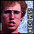 nine identical pixelated images showing a person with light brown hair and glasses against a blue patterned background, each featuring vertical text reading "HECK YES!" on the right side