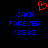 Red pixelated heart symbol above blue text reading 'JACK FOREVER (333)' on black background.