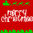 Red background with green pixelated reindeer and sleighs above white 'merry christmas' text, repeated in two
