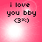 Pixelated pink background with black text reading "i love you bby (3x:)", featuring a bright white light effect that shifts position across frames.