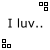 Pixelated black-and-white icon with text fragments and four distinct square block patterns arranged in a