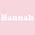 Pixelated pink background with repeated white 'Hannah' text and pink heart icons in a