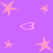 Purple background with scattered pink stars and four '<3' symbols in lighter purple.