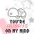 Pixel art of two cartoon hands holding with a pink heart above, text below reads 'YOU'RE ALWAYS ON MY MIND' on white background with gray stars.