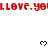 Red text repeats 'LOVE.you' across white background with black pixel hearts; gray rectangle partially obscures bottom-right corner.