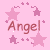 Pixelated pink icon with "Angel" text surrounded by stars and small plus signs in two animated frames showing star position changes.