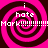 Four identical pink and dark brown spiral patterns arranged in a with white pixelated text reading "i hate Mark!!!!!!!!!!" across the center