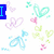Pixelated icon with pastel hearts and bows on white background, blue text reading "I Love You" in three separate segments.