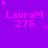 Purple background with repeated pink text 'LauraM 276' and small white stars scattered across the image.