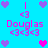 Pixelated icon with bright cyan background, pink and purple heart symbols, and repeated text elements including 'Douglas' and '<3<3<3'.