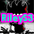 Four distinct buddy icons arranged in a , each with pixelated text overlays in cyan and magenta