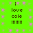 Green background with pink square pixels; two identical text blocks reading 'i love cole !!!!!!!' in black pixelated font, arranged side-by-side.