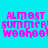 Pixelated text 'ALMOST SUMMER! WOOHOO!' in bright pink on cyan background with green gradient overlay, displayed twice side-by-side.