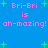 Blue background with green plus signs and repeated pink text reading 'Bri-Bri is ah-mazing! ah-mazing!' in pixelated font.