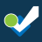 Green circle with white outline, blue checkmark outline, and white checkmark on dark blue background.