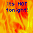 A pixelated image with fiery orange and yellow background displaying blue text reading 'its HOT tonight!' in three separate sections.
