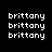 Pixelated text 'brittany' repeated in multiple and with some instances highlighted by bright pink rectangular backgrounds on a black canvas