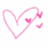 Pixelated pink heart outline with three smaller hearts attached to its right side, all on a white background.