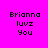 Four identical pixelated text arranged in a , each displaying 'Brianna luvz You' on distinct solid backgrounds