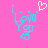 Pixelated cyan text "Love You" on pink background with white heart above left, transitioning to same text without heart.