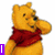 Animated Winnie the Pooh icon with three distinct poses showing hand gestures and text overlays on a white background.