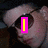 A four- shows a person with dark hair and sunglasses, each displaying different text overlays in bright yellow letters on pink outlines