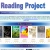 A pixelated image shows a grid of book-like icons beneath the text Reading Project, with a blue and white color scheme.