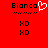 Red background displays 'Bianca' text with a white heart symbol, four 'XD' expressions, and a of small black symbols