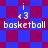 Pixelated icon with blue and magenta checkered background, white text reading 'i', '3', and 'basketball' in stacked arrangement.