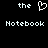 Pixelated white text and a heart symbol on black background, with 'the' above 'Notebook' in two side-by-side arrangements.