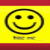 A split-frame contact sheet showing two animated frames of a buddy icon with a yellow smiley face on the left and red text "bite me" on the right, both in pixelated style.