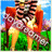 Two figures in a pixelated style embrace under a blue sky with green grass, one holding a red flag.