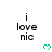 six identical pixelated icons showing "i love nic" text with a green heart symbol, partially cropped at the bottom right