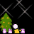 Animated contact sheet showing 18 frames of a Christmas-themed buddy icon with a stick figure decorating a tree against a black background with gray crosshatch pattern.