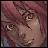 Pixelated character with pink hair and brown skin, showing sequential facial expressions with text overlays.