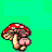 Pixelated mushroom icon with red cap and white spots on green background, surrounded by text phrases like 'this is ed.', 'he's a fun guy', and 'HA.'