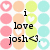 Pixelated grid of pastel circles with heart symbols and text reading 'i love josh<3.'