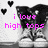 Pixelated image with pink text reading 'i love high tops' over a grayscale figure wearing black high-top sneakers and two small black hearts in the top-left corner.
