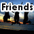 Silhouettes of people jumping against a sunset sky with text overlays reading Friends, Kelsey, Forever, and KaleighAshlynd.