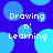 Blue background with light blue circles and white text reading Drawing n' Learning repeated across the image.