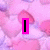 Pixelated pink and purple background with bold black text outlined in bright pink, displaying "I LUV YOU!" across four