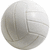 A white volleyball with light gray stitching is shown in four cropped views against a plain background.