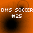 Four orange-tinted display 'DMS SOCCER #25' text with black circular shapes that shift position across frames
