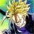 Pixelated image of a character with spiky yellow hair, light skin, and dark clothing against a gradient background.
